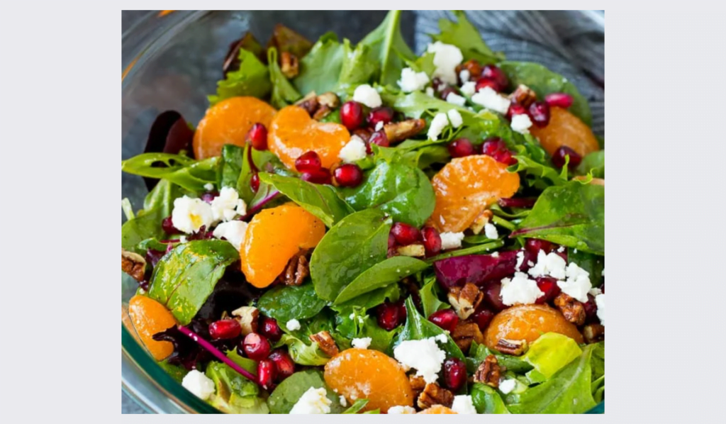 Christmas Salad with “Fried” Tofu Vegan Proteins